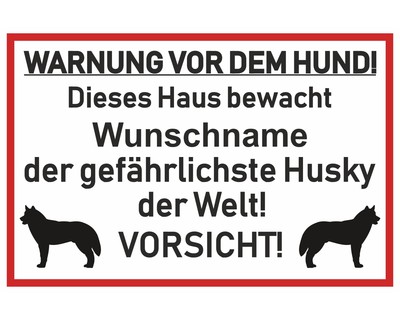Aufkleber Husky Warnung