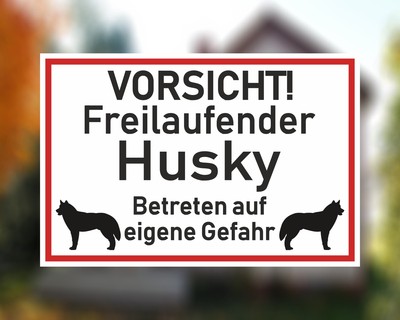 Aufkleber Vorsicht Husky Aufkleber