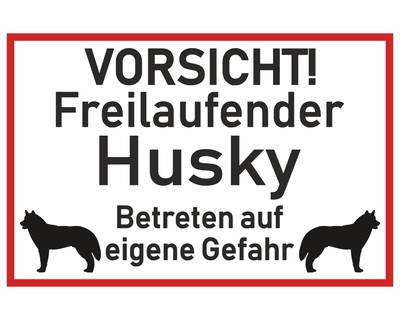 Aufkleber Vorsicht Husky