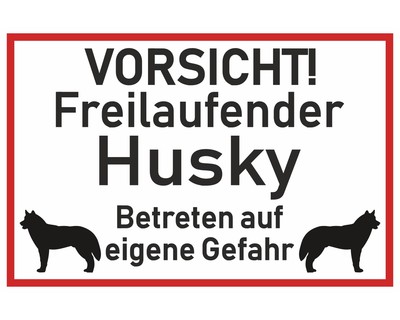 Aufkleber Vorsicht Husky - Ansicht 1