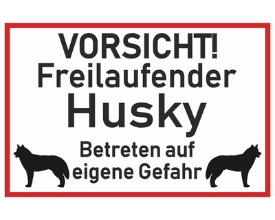 Aufkleber Vorsicht Husky Aufkleber