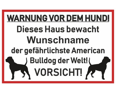 Aufkleber American Bulldog Warnung - Ansicht 1