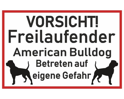 Aufkleber Vorsicht American Bulldog