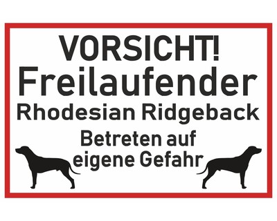 Aufkleber Vorsicht Rhodesian Ridgeback