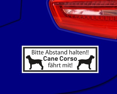 Aufkleber Cane Corso fhrt mit Aufkleber