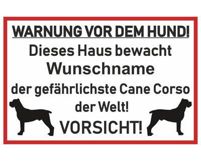 Aufkleber Cane Corso Warnung