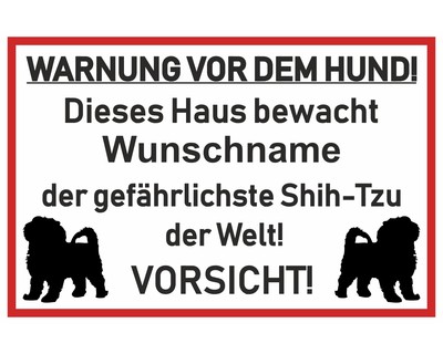 Aufkleber Shih-Tzu Warnung - Ansicht 1
