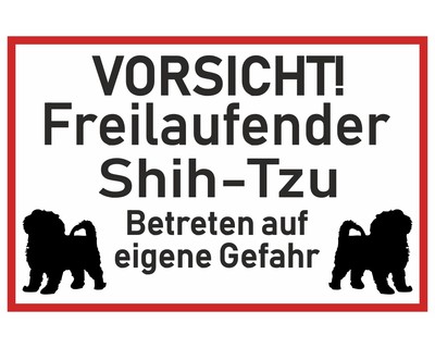 Aufkleber Vorsicht Shih-Tzu