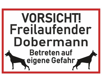 Aufkleber Vorsicht Dobermann - Ansicht 1