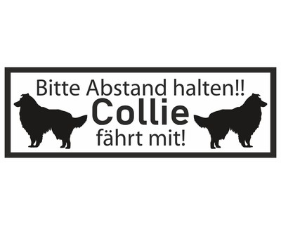 Aufkleber Collie fhrt mit Aufkleber