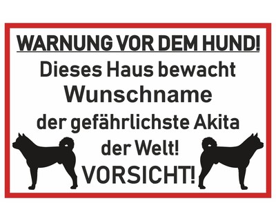 Aufkleber Akita Warnung