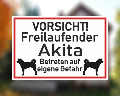 Aufkleber Vorsicht Akita
