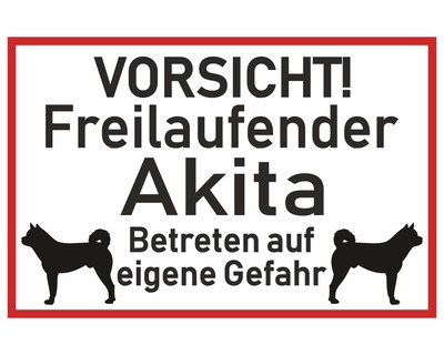 Aufkleber Vorsicht Akita Aufkleber