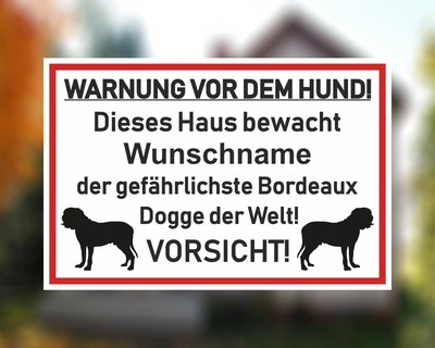 Aufkleber Bordeaux Dogge Warnung