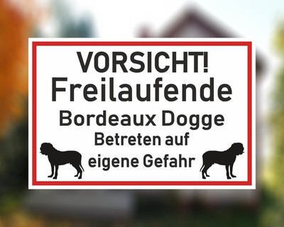 Aufkleber Vorsicht Bordeaux Dogge