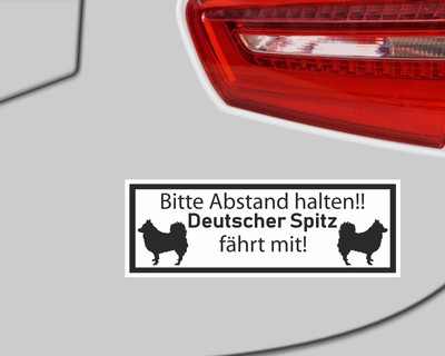 Aufkleber Deutscher Spitz fhrt mit Aufkleber