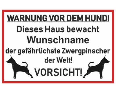 Aufkleber Zwergpinscher Warnung