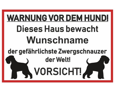 Aufkleber Zwergschnauzer Warnung