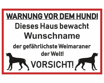 Aufkleber Weimaraner Warnung Aufkleber