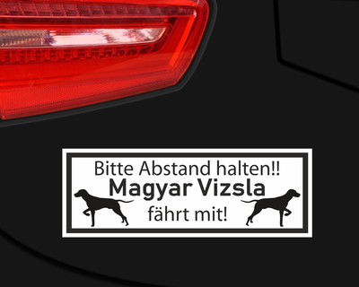 Aufkleber Magyar Vizsla fhrt mit Aufkleber