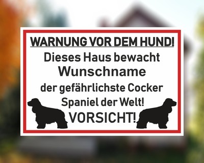 Aufkleber Cocker Spaniel Warnung Aufkleber