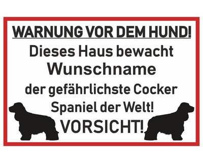 Aufkleber Cocker Spaniel Warnung - Ansicht 1