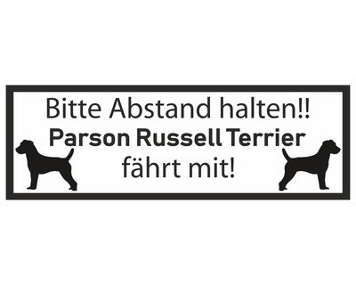 Aufkleber Parson Russell Terrier fhrt mit Aufkleber