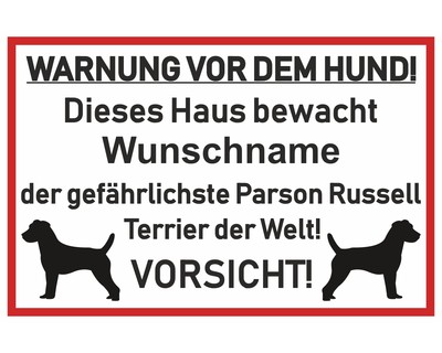 Aufkleber Parson Russell Terrier Warnung - Ansicht 1