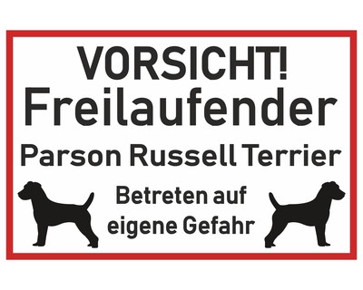 Aufkleber Vorsicht Parson Russell Terrier