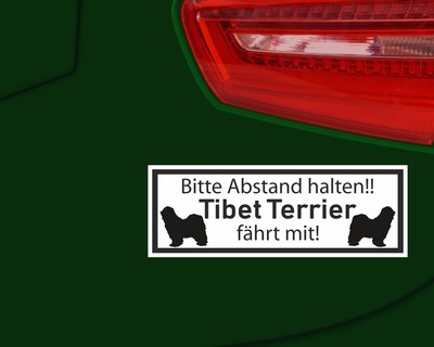 Aufkleber Tibet Terrier fhrt mit Aufkleber