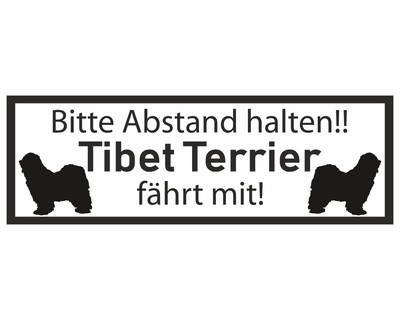 Aufkleber Tibet Terrier fhrt mit Aufkleber