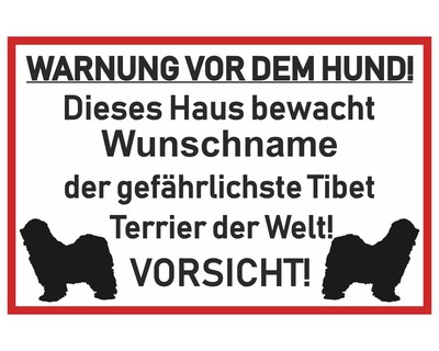 Aufkleber Tibet Terrier Warnung