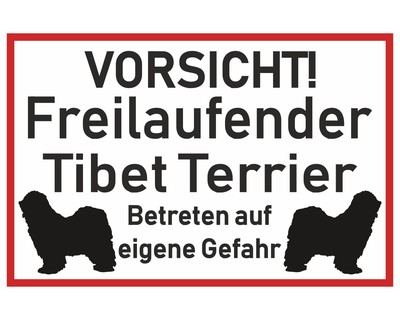 Aufkleber Vorsicht Tibet Terrier