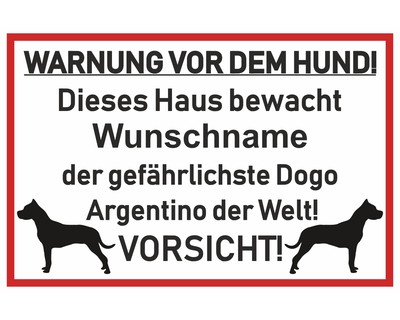 Aufkleber Dogo Argentino Warnung