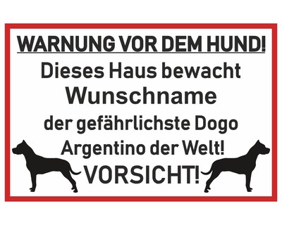 Aufkleber Dogo Argentino Warnung - Ansicht 1
