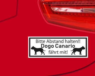 Aufkleber Dogo Canario fhrt mit Aufkleber