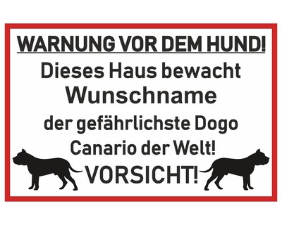 Aufkleber Dogo Canario Warnung