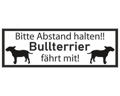 Aufkleber Bullterrier fhrt mit Aufkleber