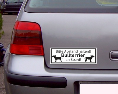 Aufkleber Bullterrier an Board