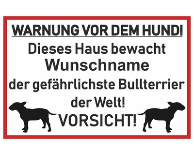 Aufkleber Bullterrier Warnung