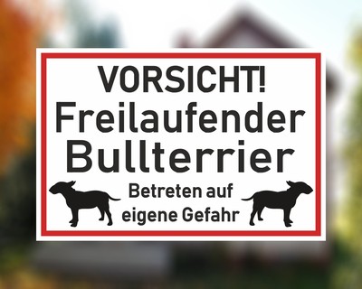 Aufkleber Vorsicht Bullterrier