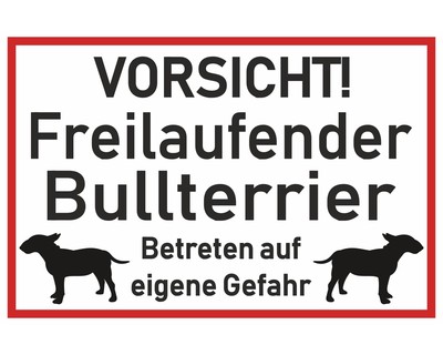 Aufkleber Vorsicht Bullterrier