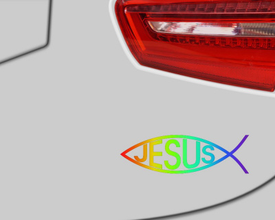 Aufkleber Christenfisch Jesus Regenbogen Fisch Gott Symbol - Ansicht 2