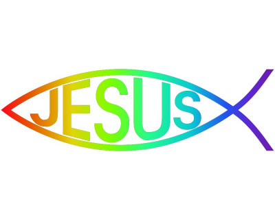 Aufkleber Christenfisch Jesus Regenbogen Fisch Gott Symbol