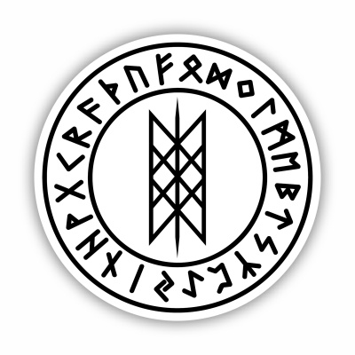 Netz von Wyrd mit Runen A Aufkleber gedruckt