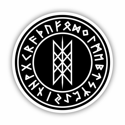 Netz von Wyrd mit Runen B Aufkleber gedruckt