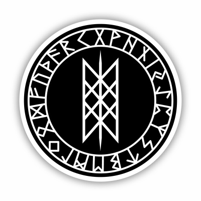 Netz von Wyrd mit Runen D Aufkleber gedruckt