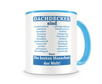 Tasse mit dem Motiv Dachdecker sind Tasse Modellnummer  hellblau/hellblau