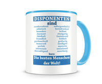 Tasse mit dem Motiv Disponenten sind Tasse Modellnummer  hellblau/hellblau