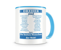Tasse mit dem Motiv Dreher sind Tasse Modellnummer  hellblau/hellblau
